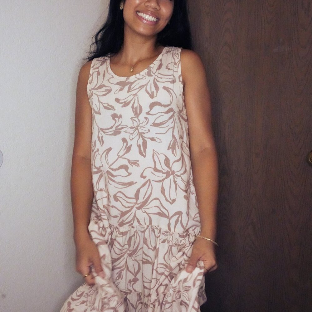 Light Pink Floral Flowy Ankle Length Sleeveless Dress (in Petal)